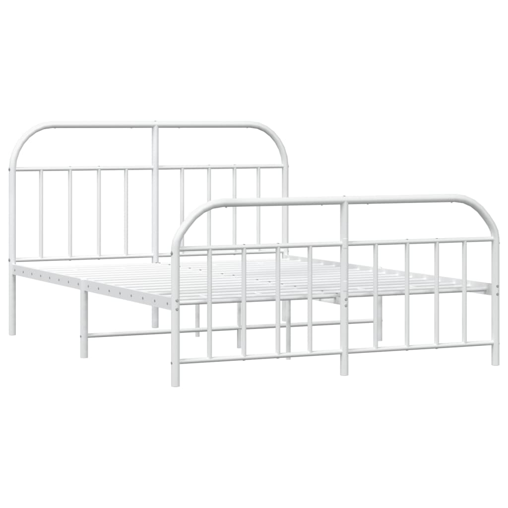 Metal Bed Frame With Headboard And Footboard White 180X200 Cm Super King