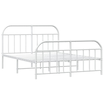 Metal Bed Frame With Headboard And Footboard White 180X200 Cm Super King