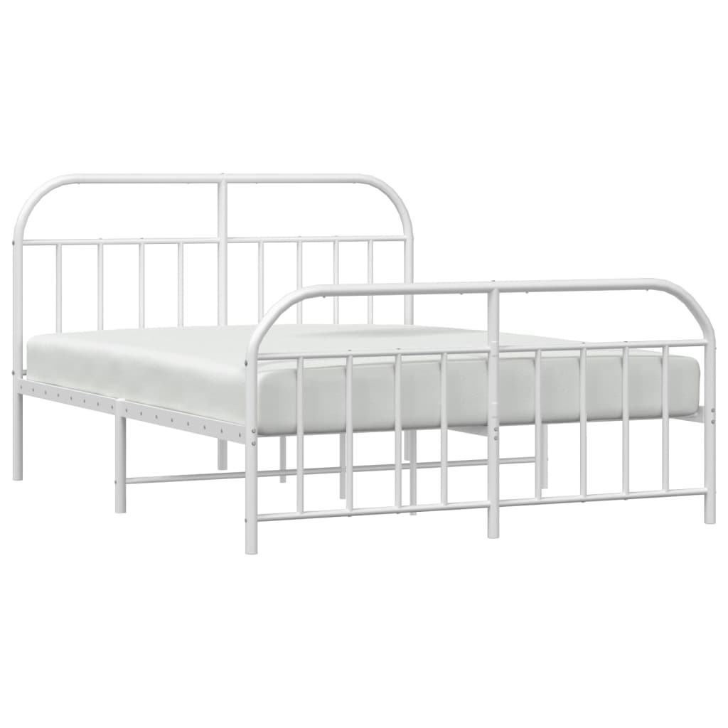 Metal Bed Frame With Headboard And Footboard White 180X200 Cm Super King