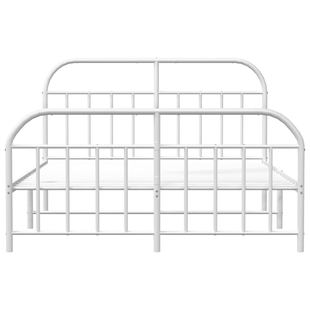 Metal Bed Frame With Headboard And Footboard White 180X200 Cm Super King