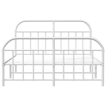 Metal Bed Frame With Headboard And Footboard White 180X200 Cm Super King