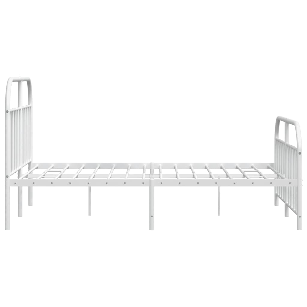 Metal Bed Frame With Headboard And Footboard White 180X200 Cm Super King