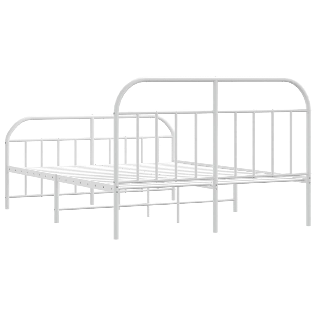 Metal Bed Frame With Headboard And Footboard White 180X200 Cm Super King