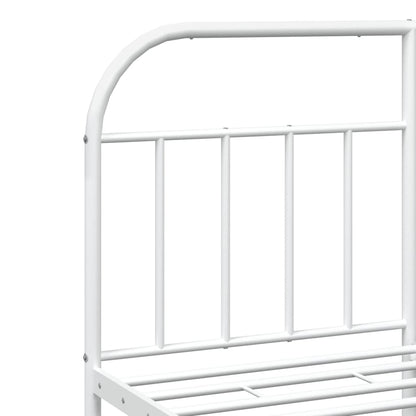 Metal Bed Frame With Headboard And Footboard White 180X200 Cm Super King