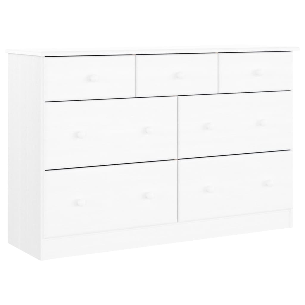 Chest Of Drawers Alta White 112X35X73 Cm Solid Wood Pine