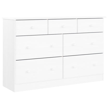 Chest Of Drawers Alta White 112X35X73 Cm Solid Wood Pine