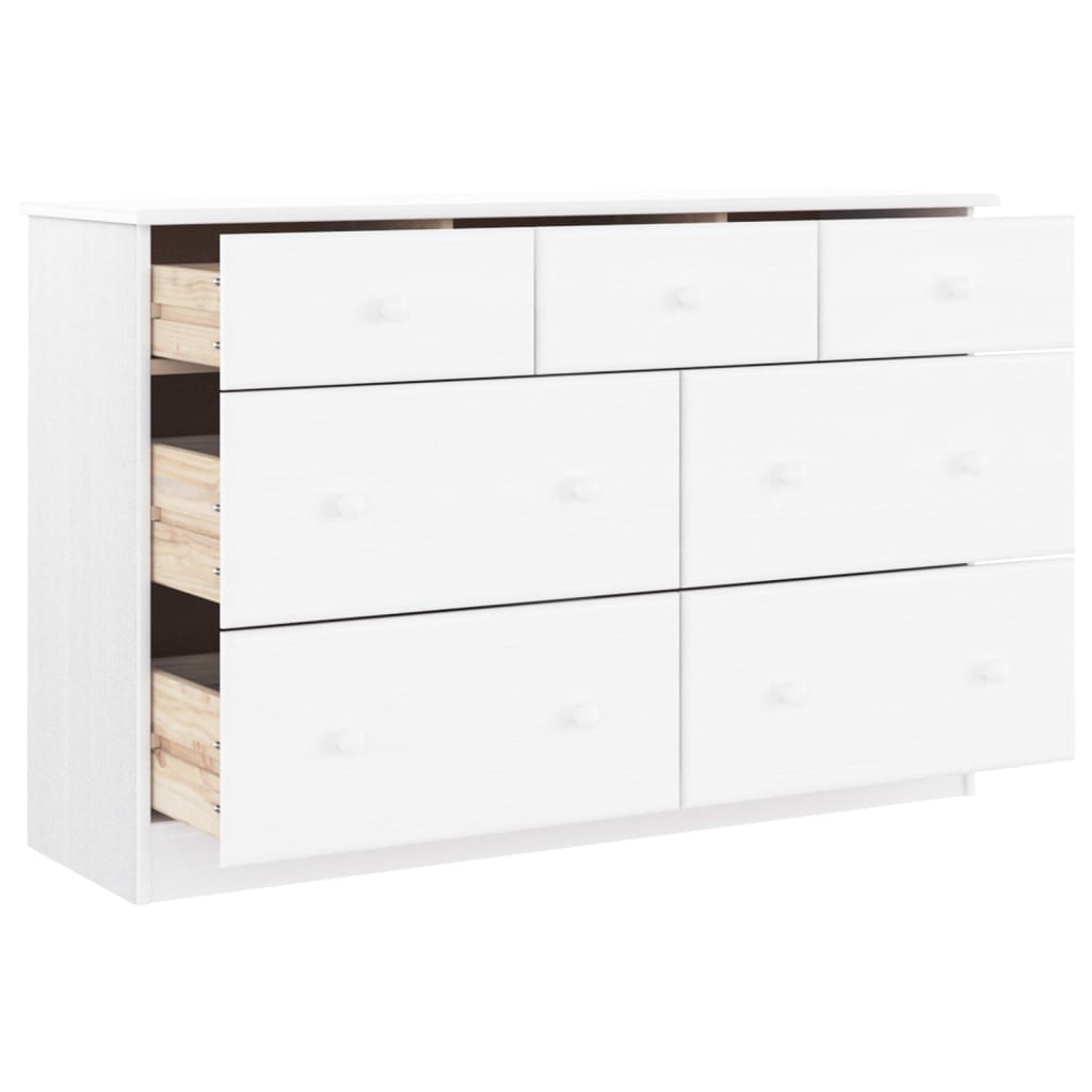 Chest Of Drawers Alta White 112X35X73 Cm Solid Wood Pine