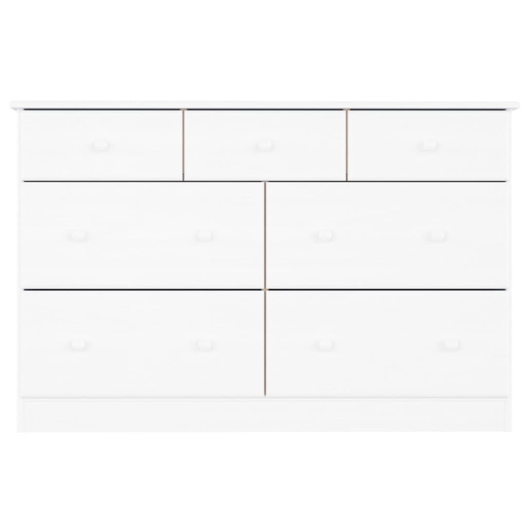 Chest Of Drawers Alta White 112X35X73 Cm Solid Wood Pine