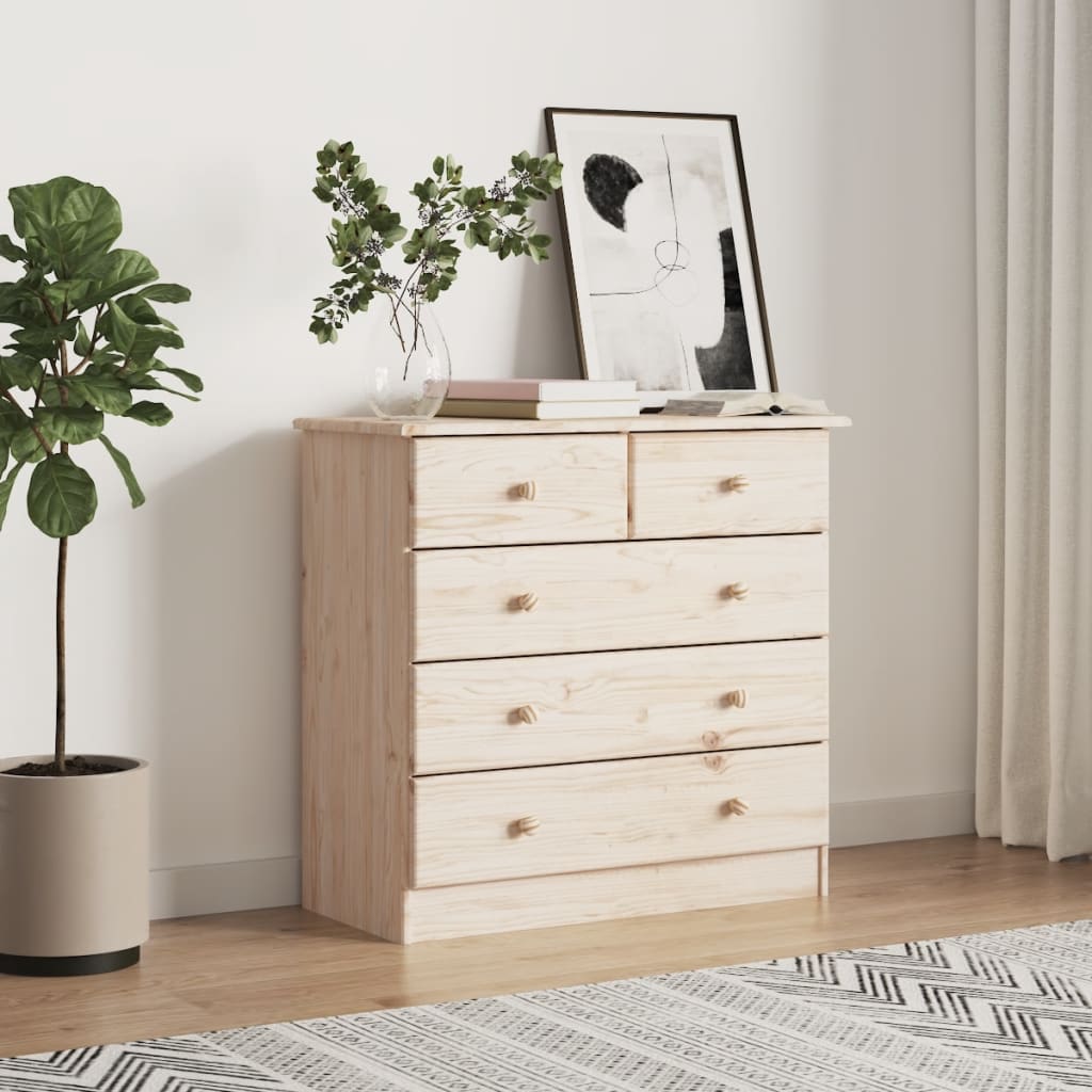 Chest Of Drawers Alta 77X35X73 Cm Solid Wood Pine