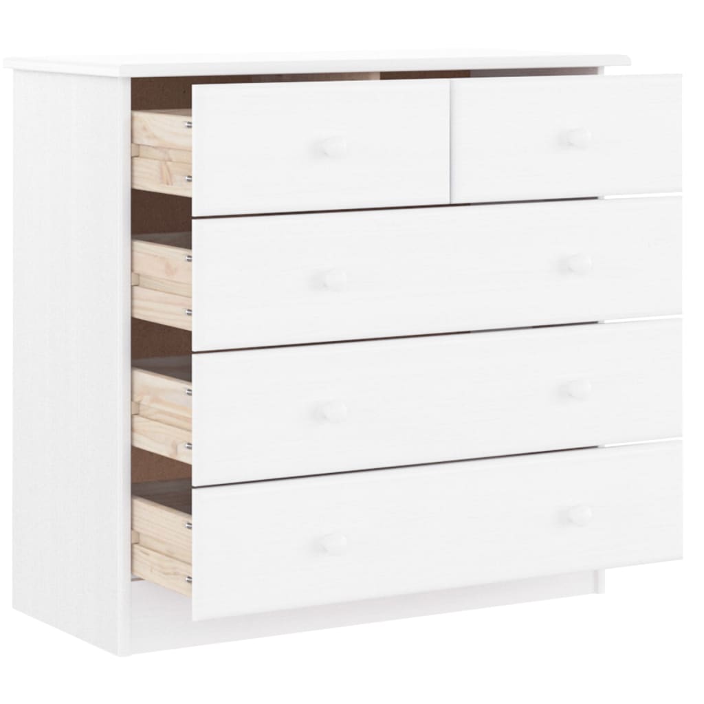 Chest Of Drawers Alta White 77X35X73 Cm Solid Wood Pine