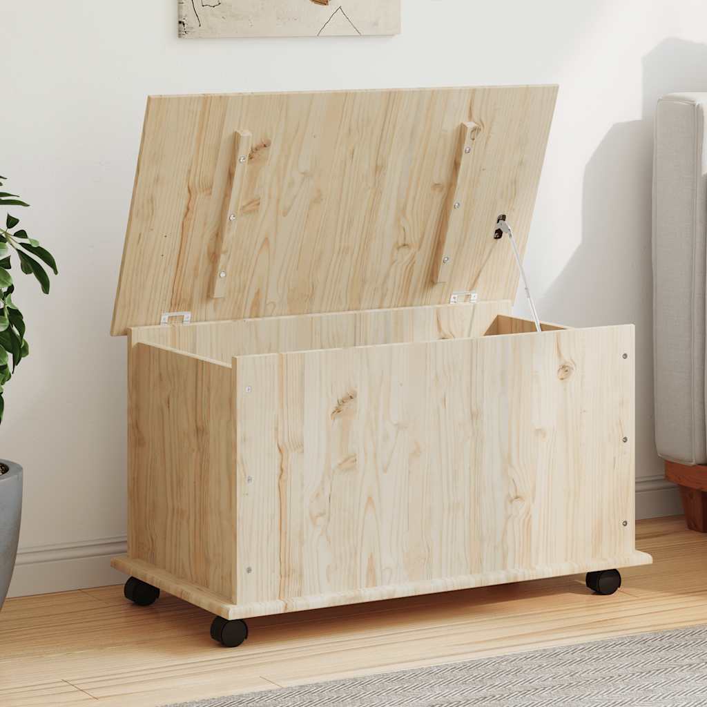 Storage Chest With Wheels Alta 73X39.5X44 Cm Solid Wood Pine