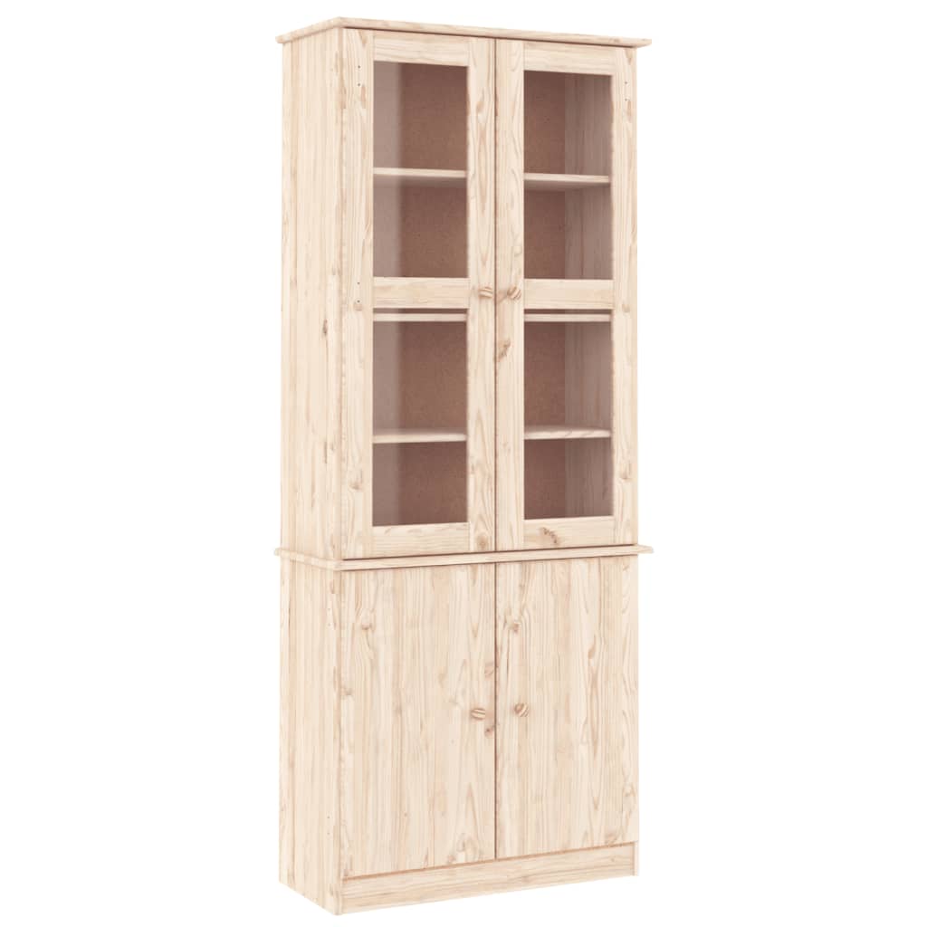 Glass Display Cabinet Alta 77X35X186.5 Cm Solid Wood Pine