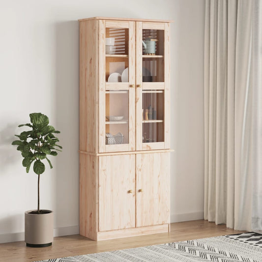 Glass Display Cabinet Alta 77X35X186.5 Cm Solid Wood Pine