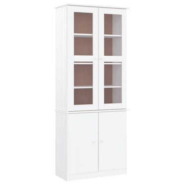 Glass Display Cabinet Alta White 77X35X186.5 Cm Solid Wood Pine