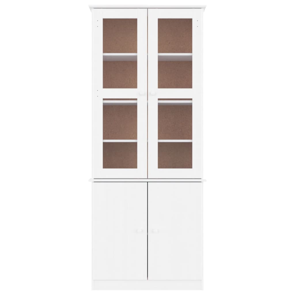 Glass Display Cabinet Alta White 77X35X186.5 Cm Solid Wood Pine