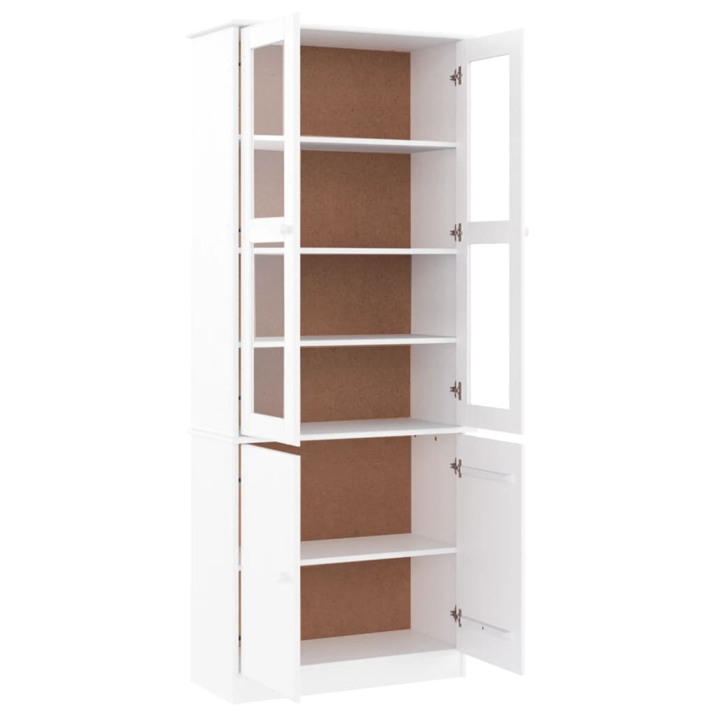 Glass Display Cabinet Alta White 77X35X186.5 Cm Solid Wood Pine