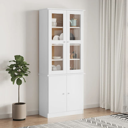 Glass Display Cabinet Alta White 77X35X186.5 Cm Solid Wood Pine