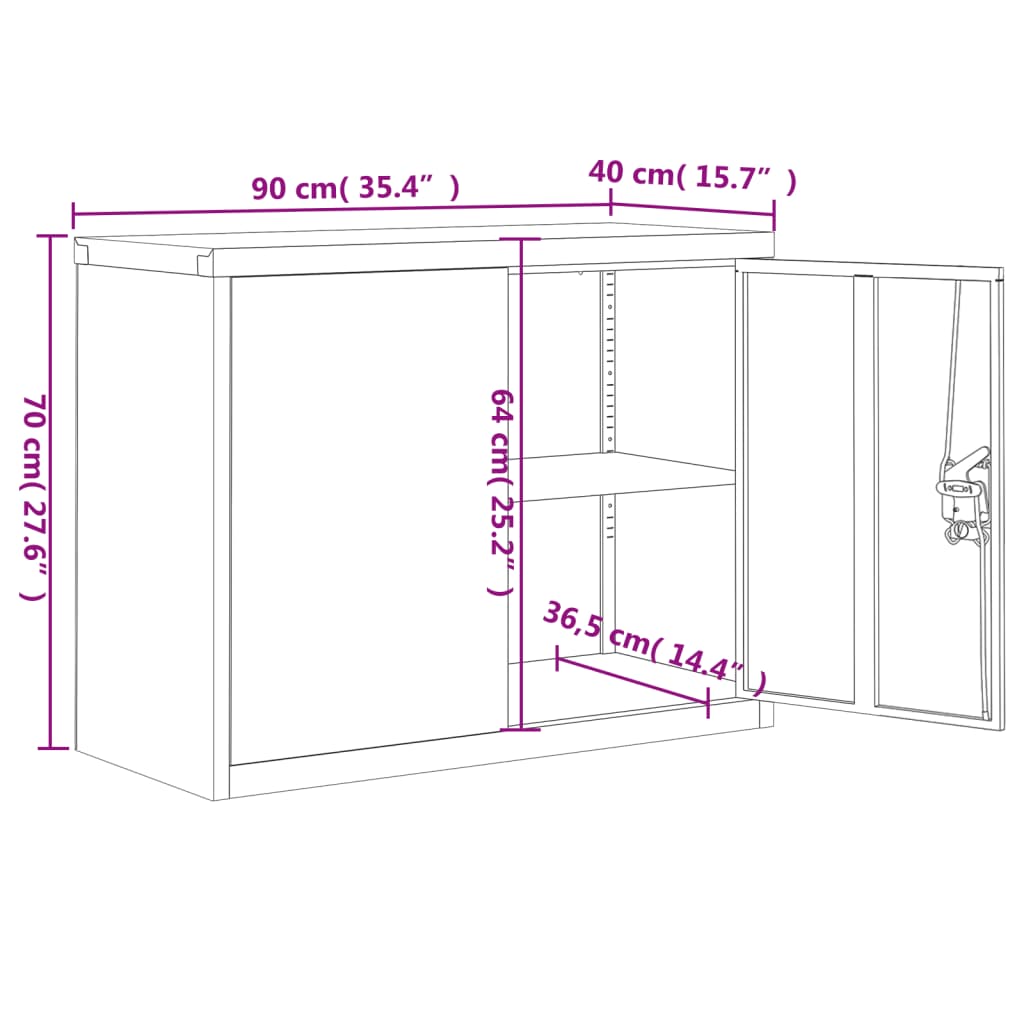 File Cabinet White 90X40X70 Cm Steel