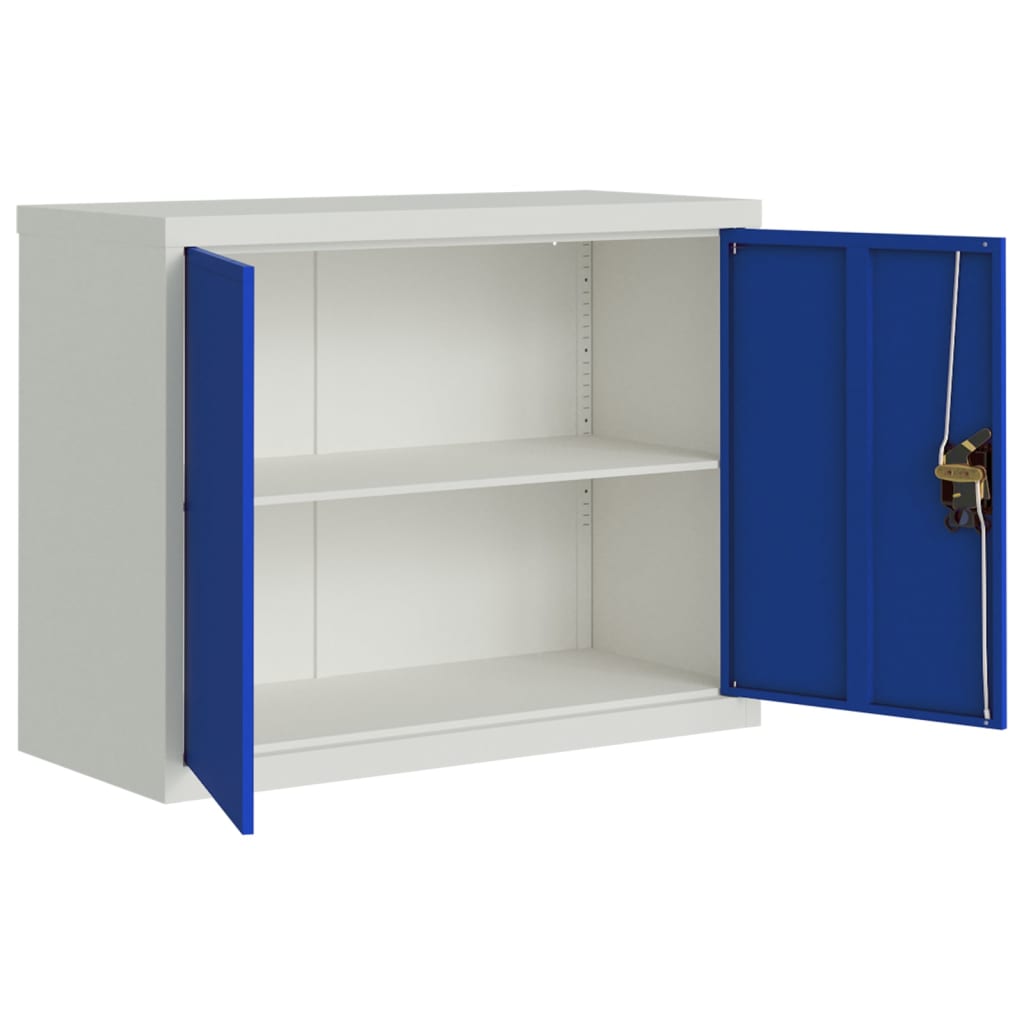 File Cabinet Light Grey And Blue 90X40X70 Cm Steel