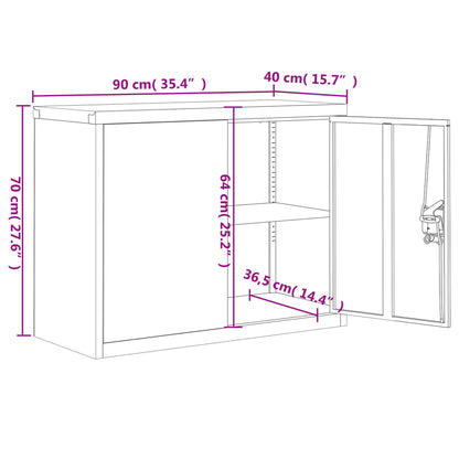 File Cabinet Light Grey And Blue 90X40X70 Cm Steel