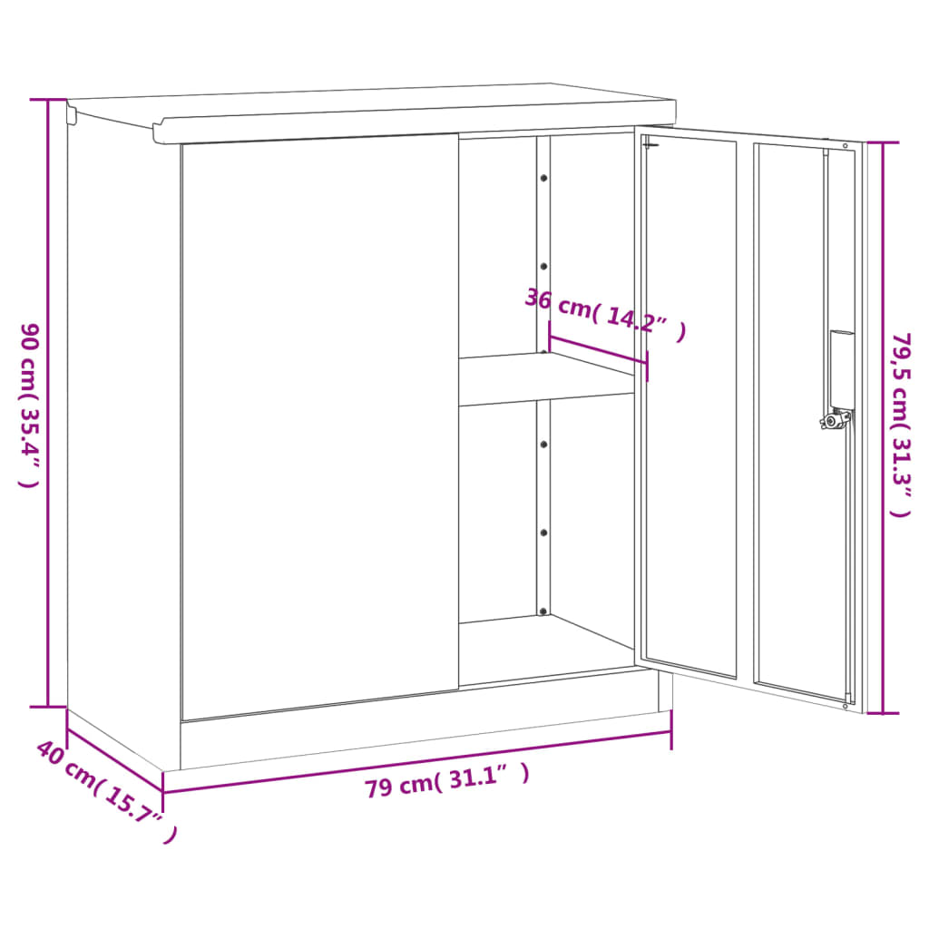 File Cabinet White 79X40X90 Cm Steel