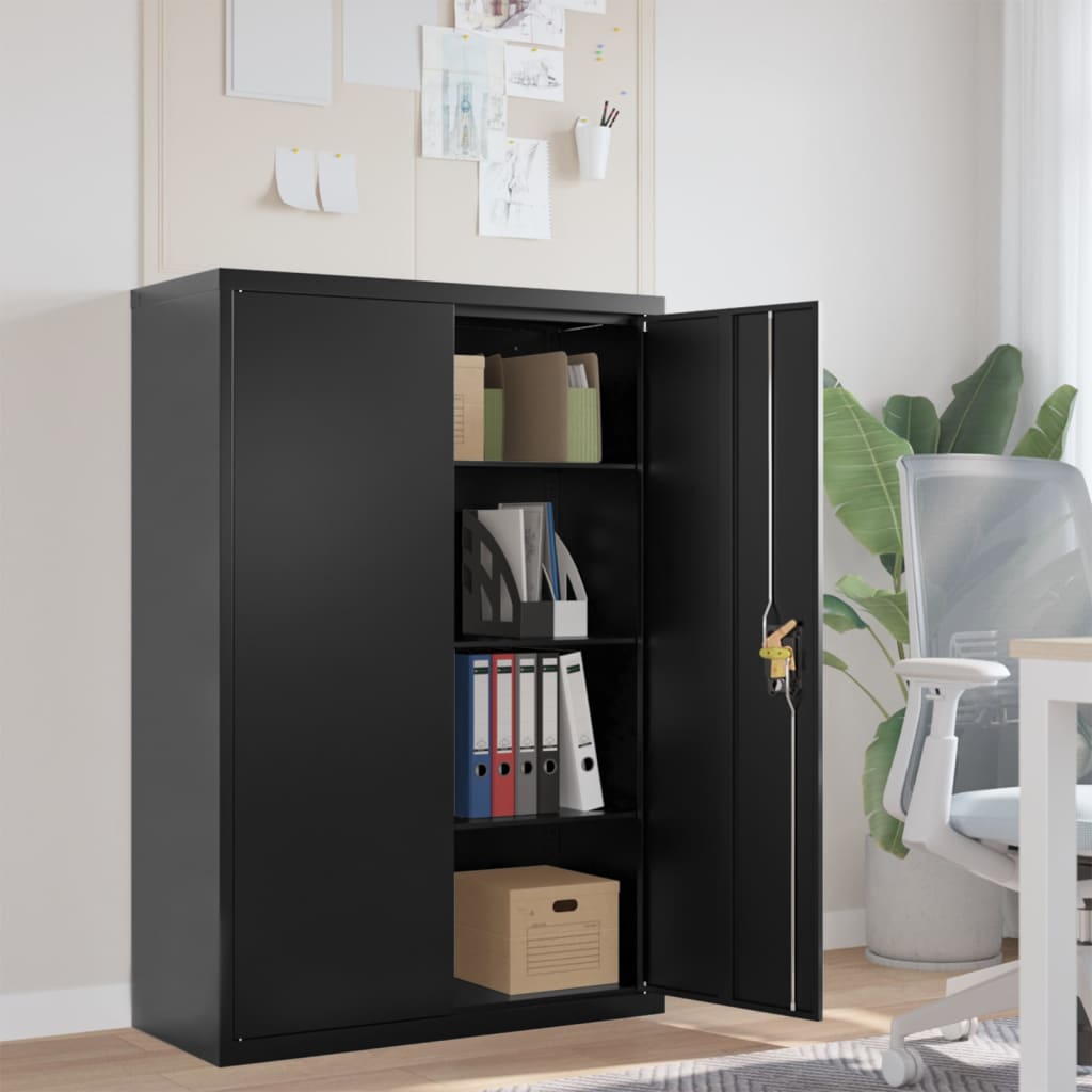 File Cabinet Black 90X40X140 Cm Steel