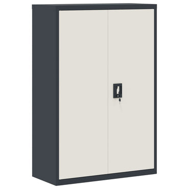 File Cabinet Anthracite And White 90X40X140 Cm Steel