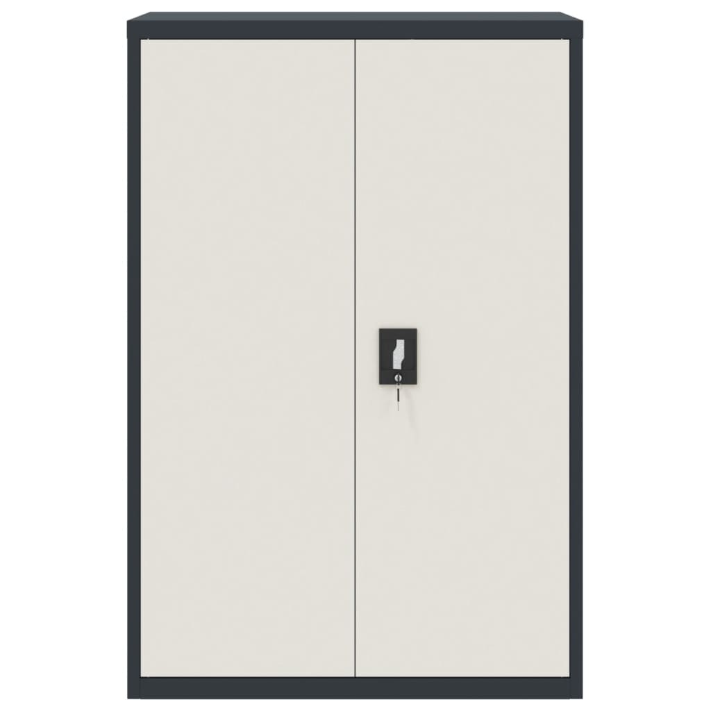 File Cabinet Anthracite And White 90X40X140 Cm Steel