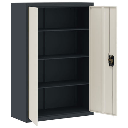 File Cabinet Anthracite And White 90X40X140 Cm Steel