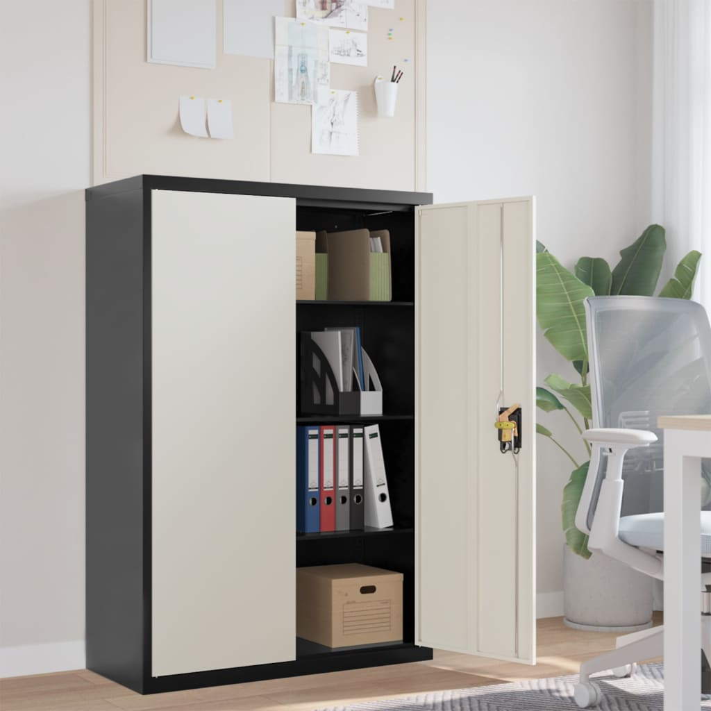 File Cabinet Anthracite And White 90X40X140 Cm Steel