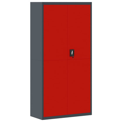 File Cabinet Anthracite And Red 90X40X180 Cm Steel