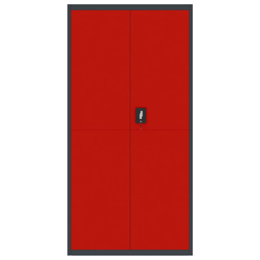 File Cabinet Anthracite And Red 90X40X180 Cm Steel