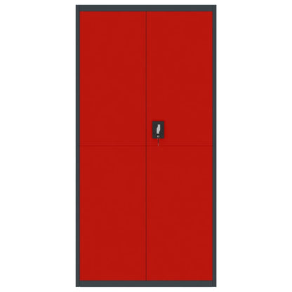 File Cabinet Anthracite And Red 90X40X180 Cm Steel