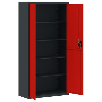 File Cabinet Anthracite And Red 90X40X180 Cm Steel