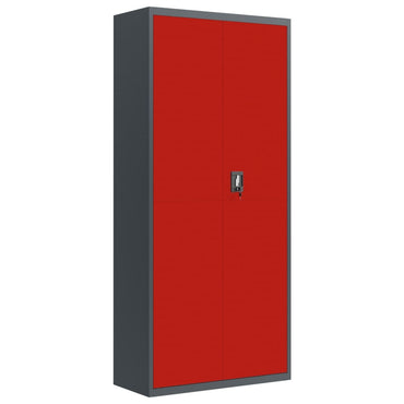 File Cabinet Anthracite And Red 90X40X200 Cm Steel