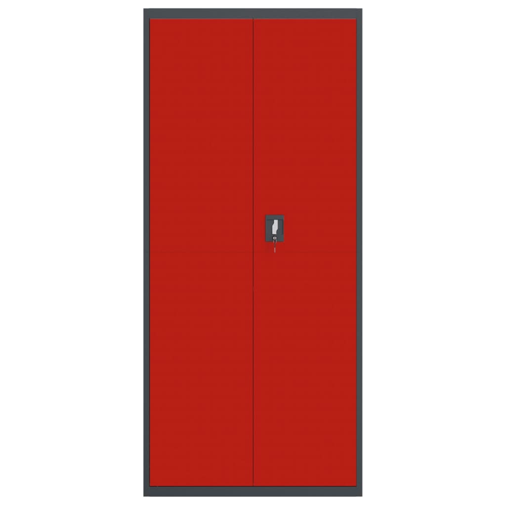 File Cabinet Anthracite And Red 90X40X200 Cm Steel