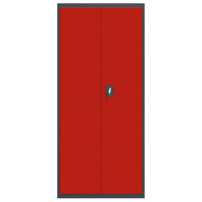 File Cabinet Anthracite And Red 90X40X200 Cm Steel