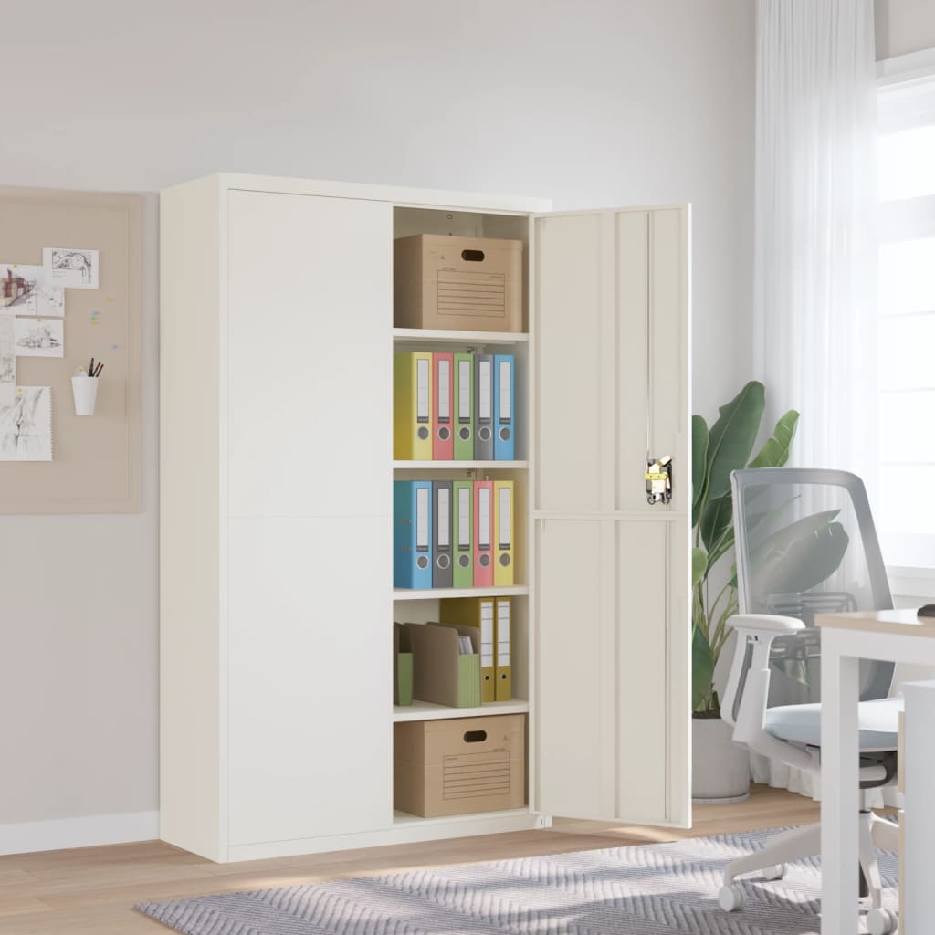 File Cabinet White 105X40X180 Cm Steel