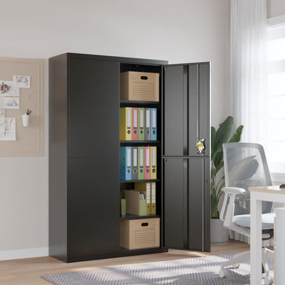 File Cabinet Black 105X40X180 Cm Steel