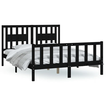 Bed Frame Without Mattress Black Solid Wood Pine 120X200 Cm