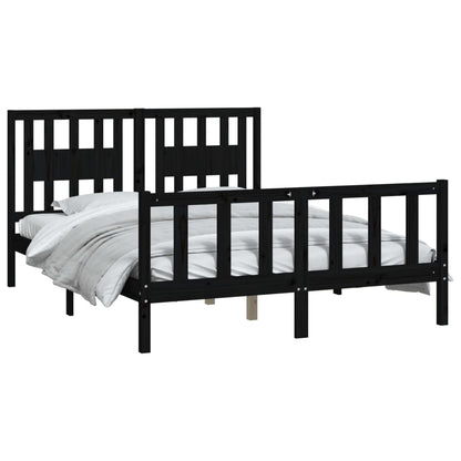 Bed Frame Without Mattress Black Solid Wood Pine 120X200 Cm