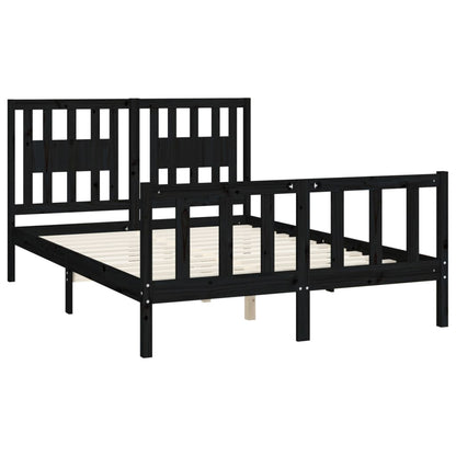 Bed Frame Without Mattress Black Solid Wood Pine 120X200 Cm