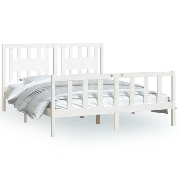 Bed Frame Without Mattress White Solid Wood Pine 160X200 Cm