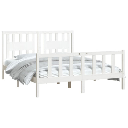 Bed Frame Without Mattress White Solid Wood Pine 160X200 Cm