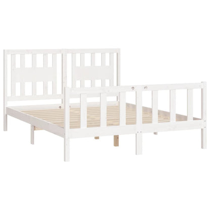 Bed Frame Without Mattress White Solid Wood Pine 160X200 Cm