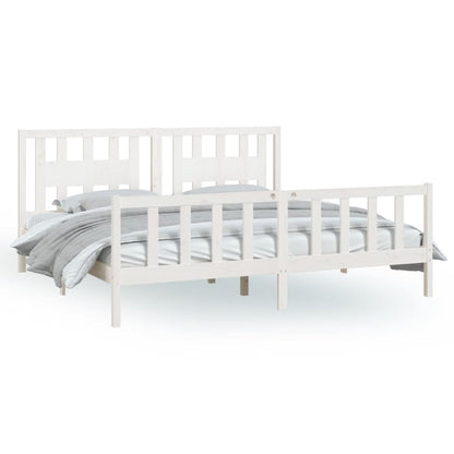 Bed Frame Without Mattress White Solid Wood Pine Super King Size