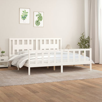 Bed Frame Without Mattress White Solid Wood Pine Super King Size