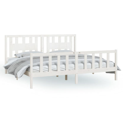 Bed Frame Without Mattress White Solid Wood Pine 200X200 Cm