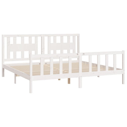 Bed Frame Without Mattress White Solid Wood Pine 200X200 Cm