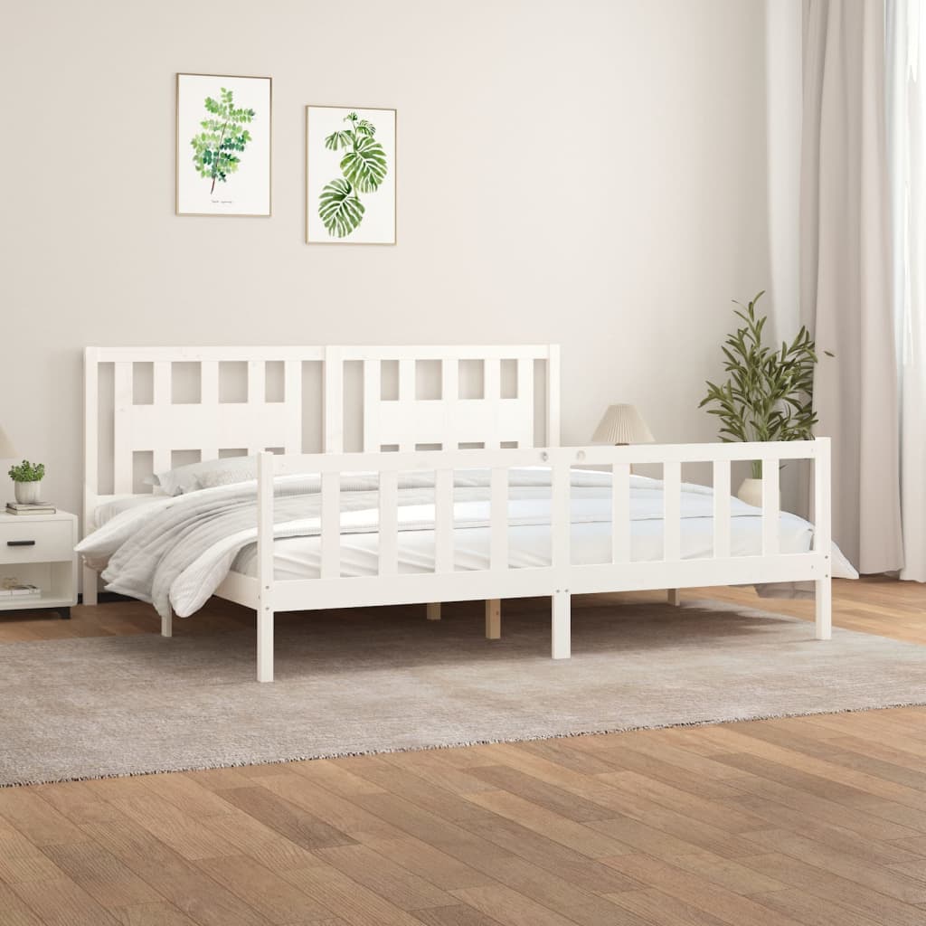 Bed Frame Without Mattress White Solid Wood Pine 200X200 Cm